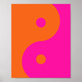 Poster Rosa Quente E Yin Yang Laranja