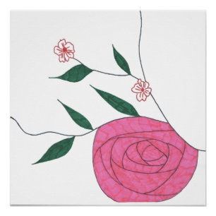 Pôster Rosa rosa-rosa Ikebana poster minimalista