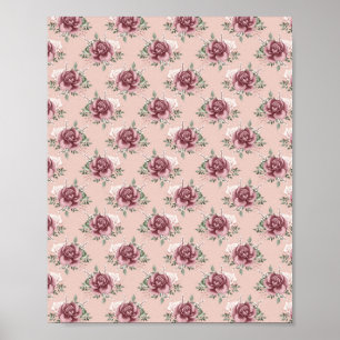 Poster Rosa-rosa-rosa-rosa-rosa-rosa-verde-floral-boêmico