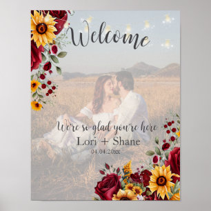 Poster Rosa Rustic e Aster Wedding Foto de Boas-vindas