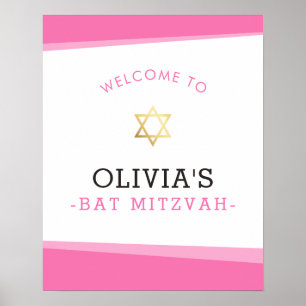 Poster Rosa simples dos ângulos do mitzvah BEM-VINDO do