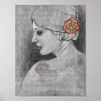 Poster "Rosa Tatuado Shoulder" por CR Sinclair