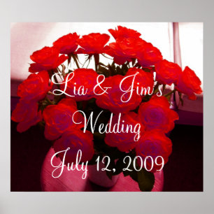 Poster rosa vermelha de Namorados de Casamento de 