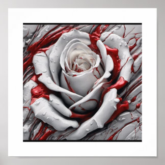Poster Rosa vermelha de sangue branco
