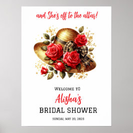 Poster Rosa vermelha do Hat Derby Chá de panela Bem-vindo