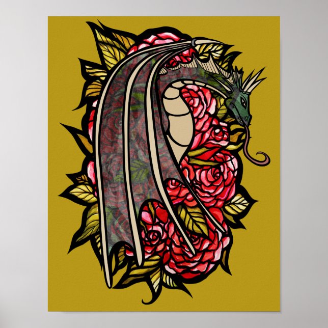 Poster Rosa vermelha Dragon Art (Frente)
