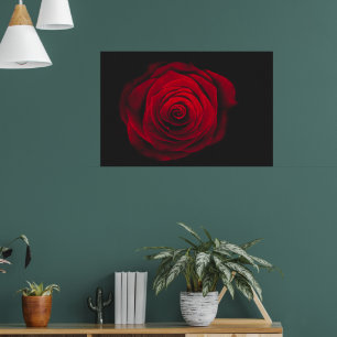 Poster Rosa vermelha em fundo preto efeito vintage