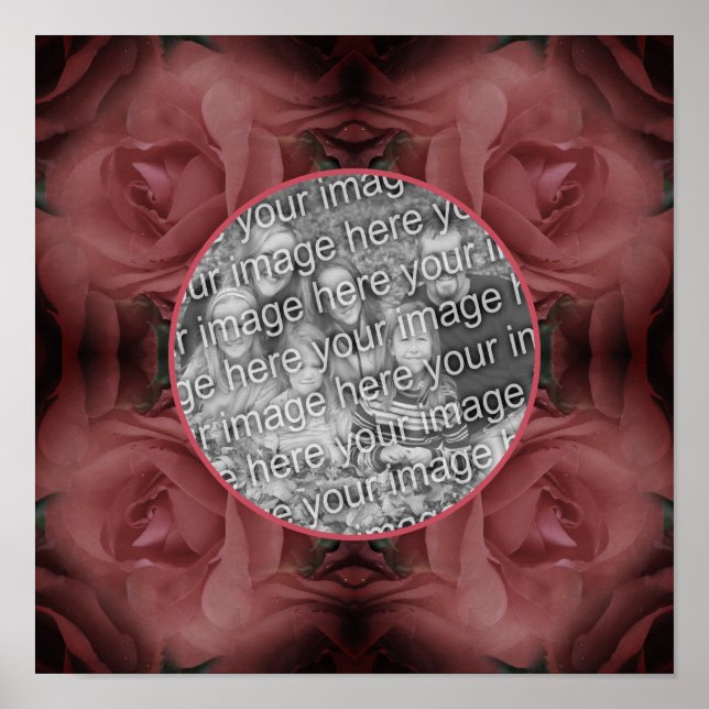 Poster Rosa vermelha Flor Natureza Frame Adicionar Sua Fo (Frente)