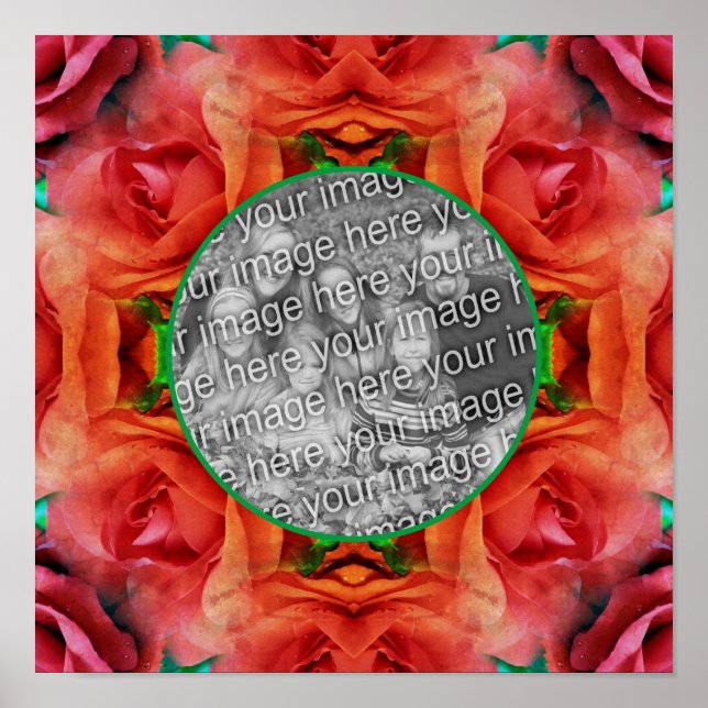 Poster Rosa vermelha Floral Nature Frame Adicionar Sua Fo (Frente)