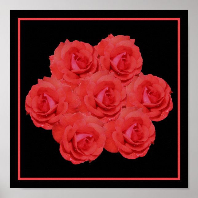 Poster Rosa vermelha Flores Buquê (Frente)