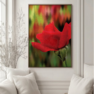 Poster Rosa Vermelha Moderna de Alta Poligonalidade Art