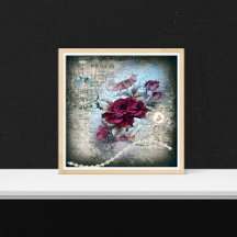 Rosa Vermelha Vitoriana Grunge Efêmero