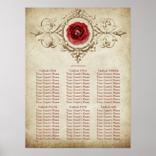 Poster Rosa   Vintage Grunge Crimson Red Seating