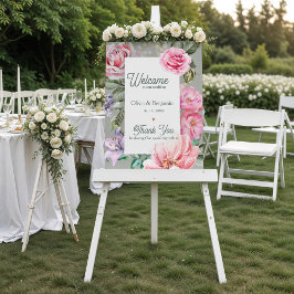 Poster Rosa Vintage Romântica Bem-Vindo Botânico Casament