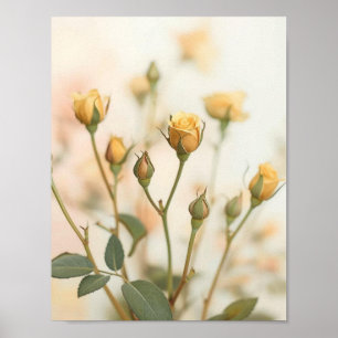Poster Rosas Amarelas Suaves em Design Floral