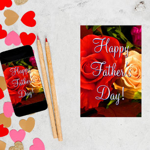 Poster Rosas amarelos vermelhos do dia dos pais feliz
