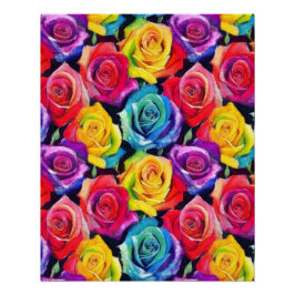 Pôster Rosas arco-íris radiantes, estampa floral brilhant