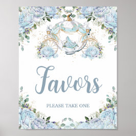 Poster Rosas Azuis Bebê Princesa Abóbora Favor de Casamen