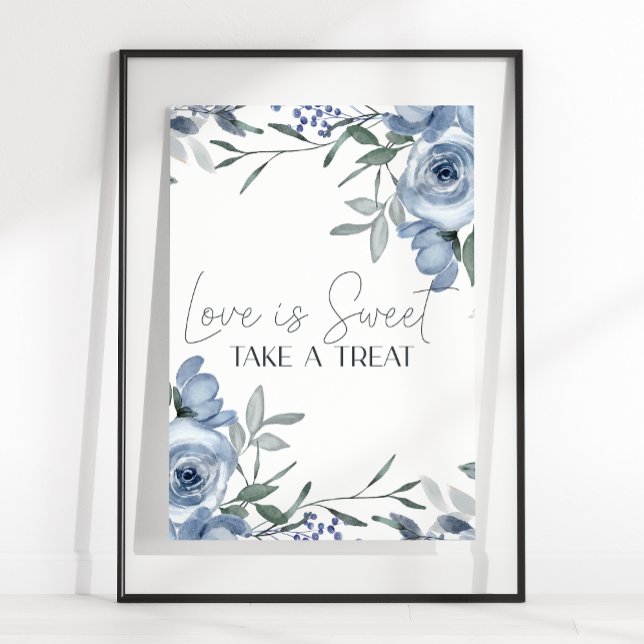 Poster Rosas Azuis Empoeiradas Flores Casamento O Amor É  (Criador carregado)