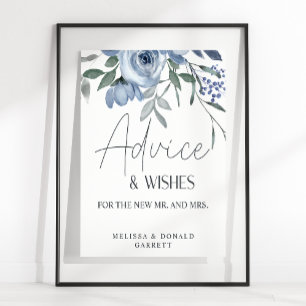 Poster Rosas Azuis Empoeiradas Flores Conselho e Desejos