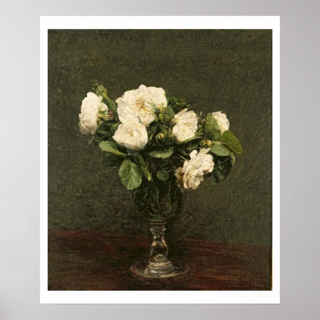 Pôster Rosas brancas, 1875 (óleo na canvas) (Frente)