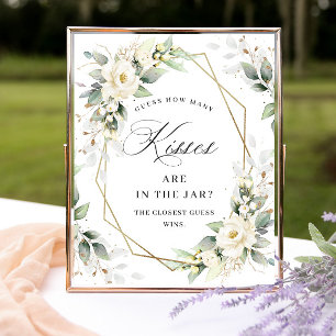 Poster Rosas Brancas do Pastel Elegante Quantos Beijos