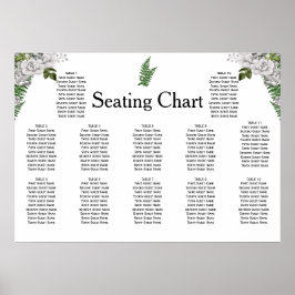 Poster Rosas brancas e assentos de Recepção de casamento