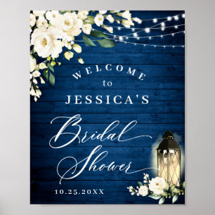 Poster Rosas brancas Lanterna Chá de panela de madeira az