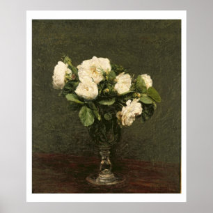 Pôster Rosas brancos, 1875 (óleo em canvas)