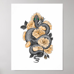 Poster rosas cobra e amarelas