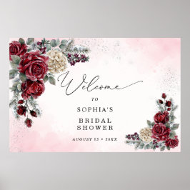 Poster Rosas Congeladas Chuveiro Nupcial de Inverno Bem-v