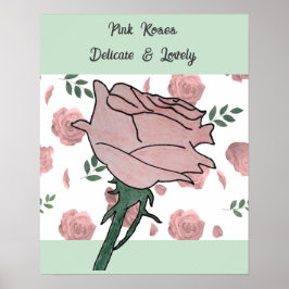 Poster Rosas Cor-de-Rosa - Delicadas e Lindas