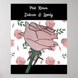 Poster Rosas Cor-de-Rosa - Delicadas e Lindas