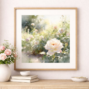 Poster Rosas Cor-de-Rosa do Jardim