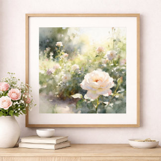 Poster Rosas Cor-de-Rosa do Jardim