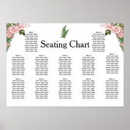 Poster Rosas cor-de-rosa e assentos de Recepção de casame