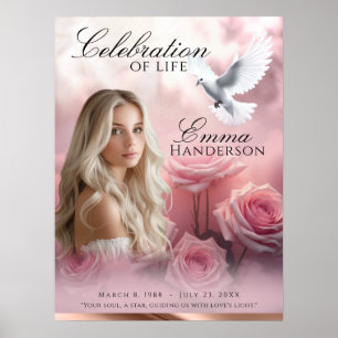 Poster Rosas cor-de-rosa e sinal de boas-vindas do Funera