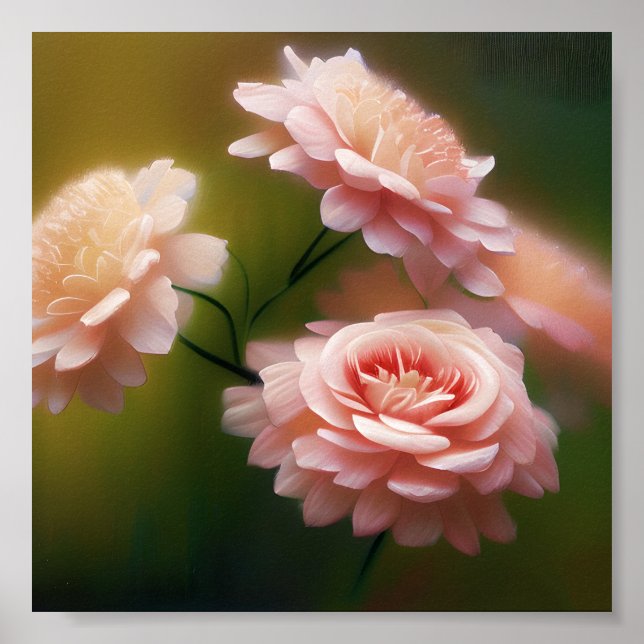 Poster Rosas cor-de-rosa suaves e leves (Frente)