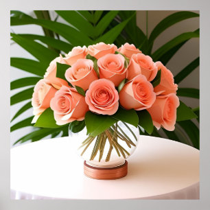 Poster Rosas Coral Elegantes