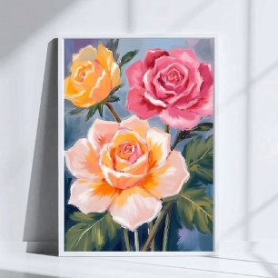 Poster Rosas da Primavera Pintura de Flor em Aquarela