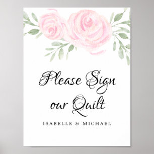 Poster Rosas de Aquarela Rosa Assinam Nosso Filtro