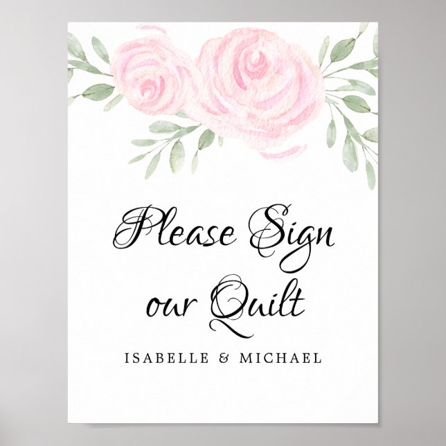 Poster Rosas de Aquarela Rosa Assinam Nosso Filtro (Frente)