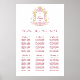 Poster Rosas De Aquarelas Crest Baptism Sentado Gráfico