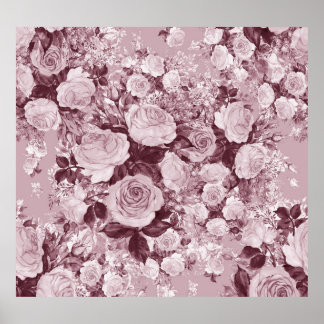 Poster Rosas De Chá: Padrão De Buquê De Aquarela.