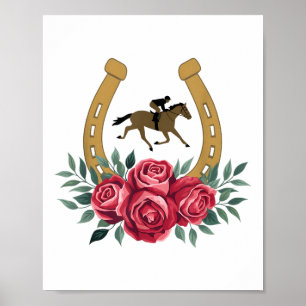 Poster Rosas de Corrida de Cavalo Cute Ky 151rua Derby Ho