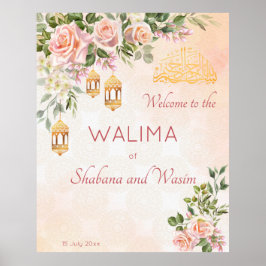 Poster Rosas de creme pastel lanternas marroquinos são be