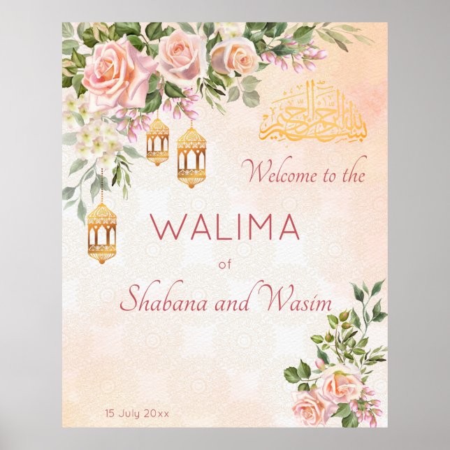 Poster Rosas de creme pastel lanternas marroquinos são be (Frente)