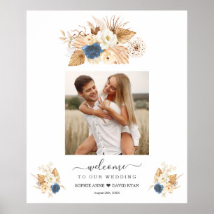 Poster Rosas de Pêssego Branco Dusty Sinal de Boas-vindas