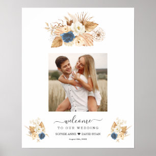 Poster Rosas de Pêssego Branco Dusty Sinal de Boas-vindas