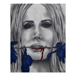 Pôster Rosas de sangue Vampiro Mulher Gótico Arte Origina